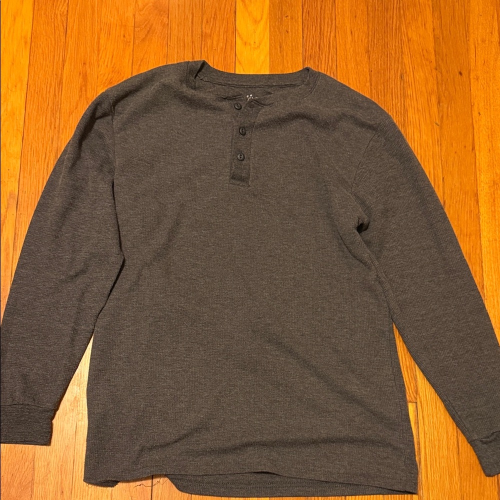 Galaxy By Harvic Dark Gray Long Sleeve Henley